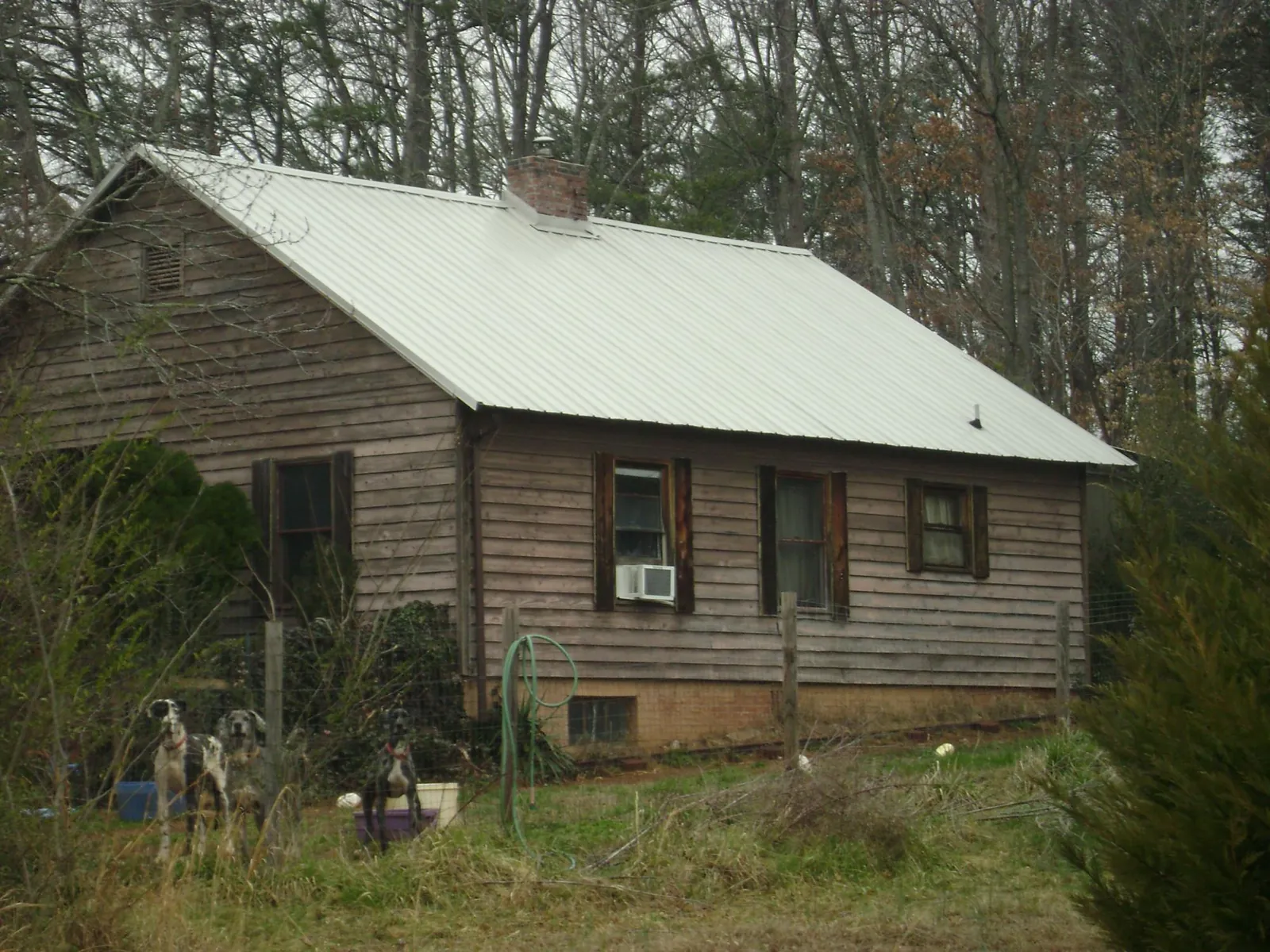 White metal roof on an old wood sided farmhouse, from a Asphalt Shingle Roof Repair job in South Fulton